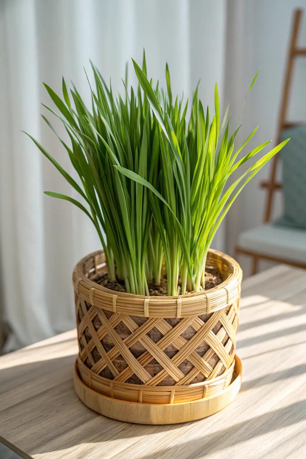 Embrace the environment with the sophistication of cane baskets and flourishing lemongrass.