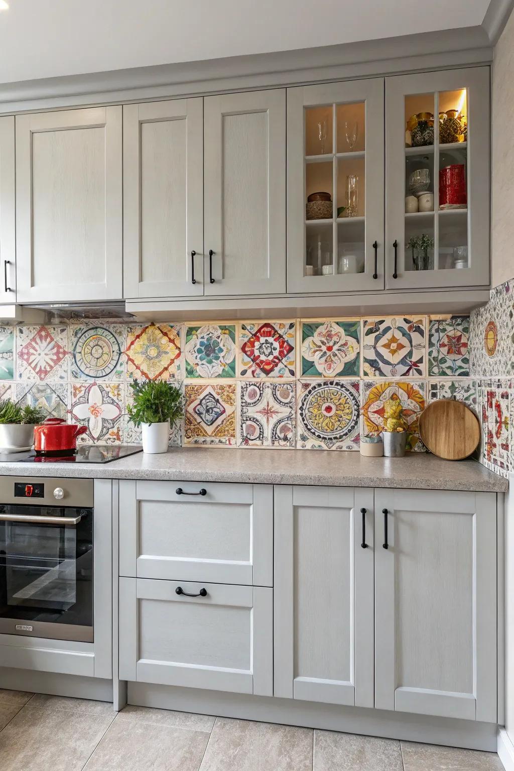 Patterned splashbacks append vibrancy and intrigue.