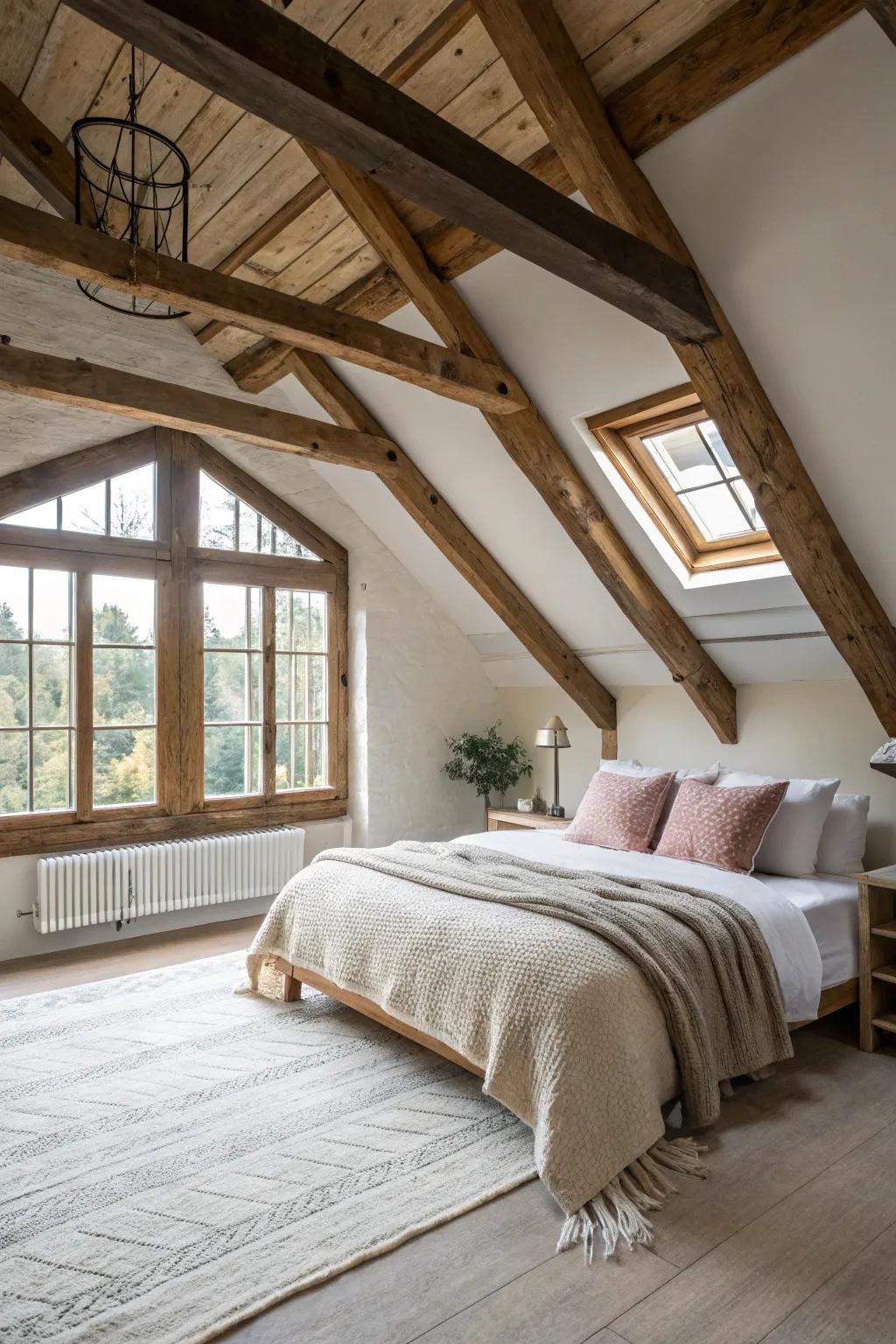 Enrich the space with the warmth and personality afforded by exposed beams.