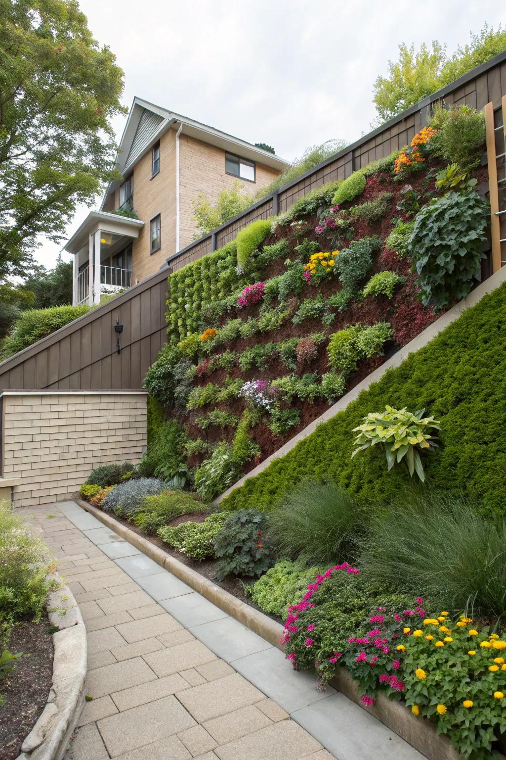 Upright gardens provide an innovative and space-saving solution for slopes.