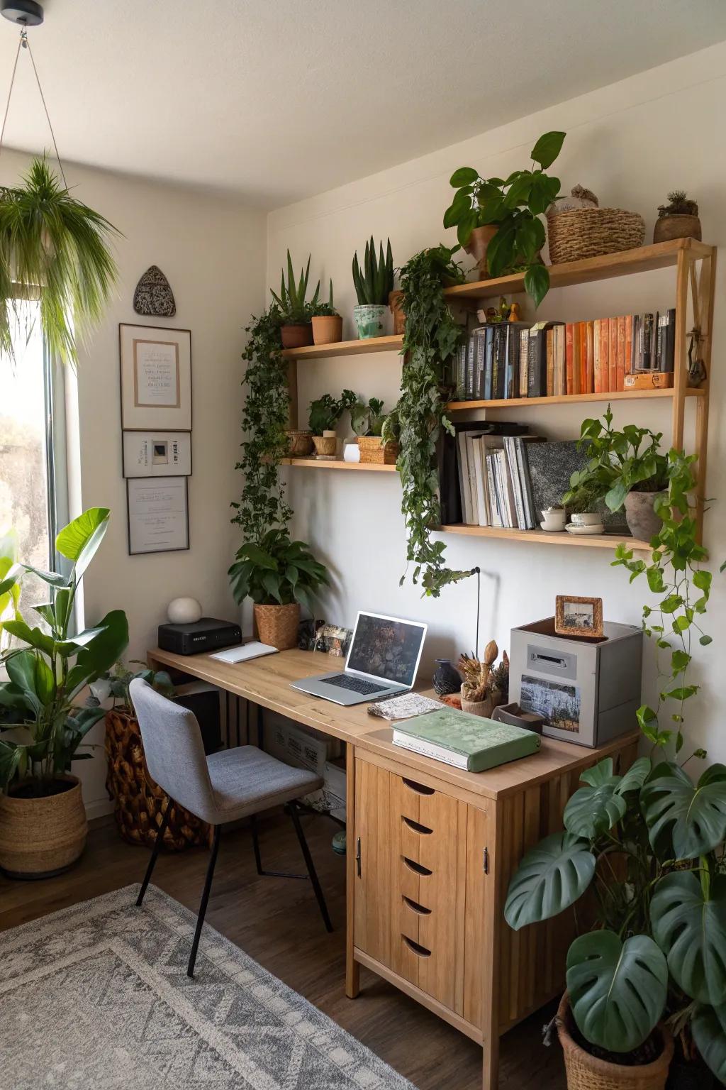 Domestic plants introduce a refreshing hint of the outdoors.