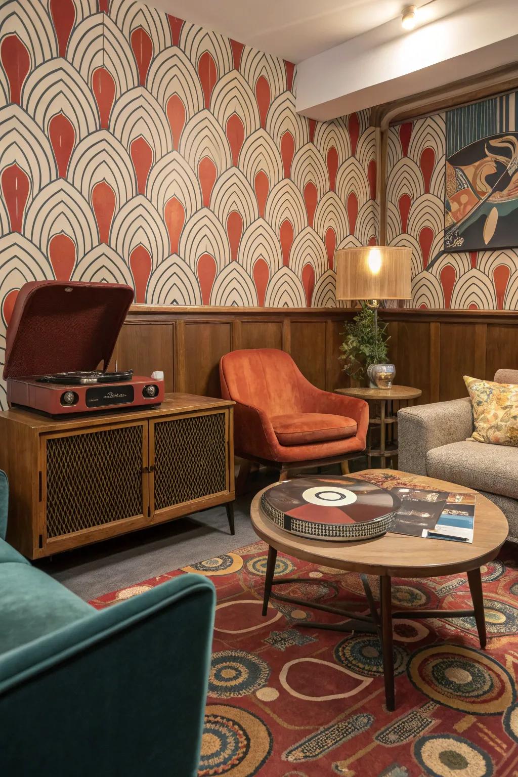 Past era inspired wallcovering for a vintage vibe.