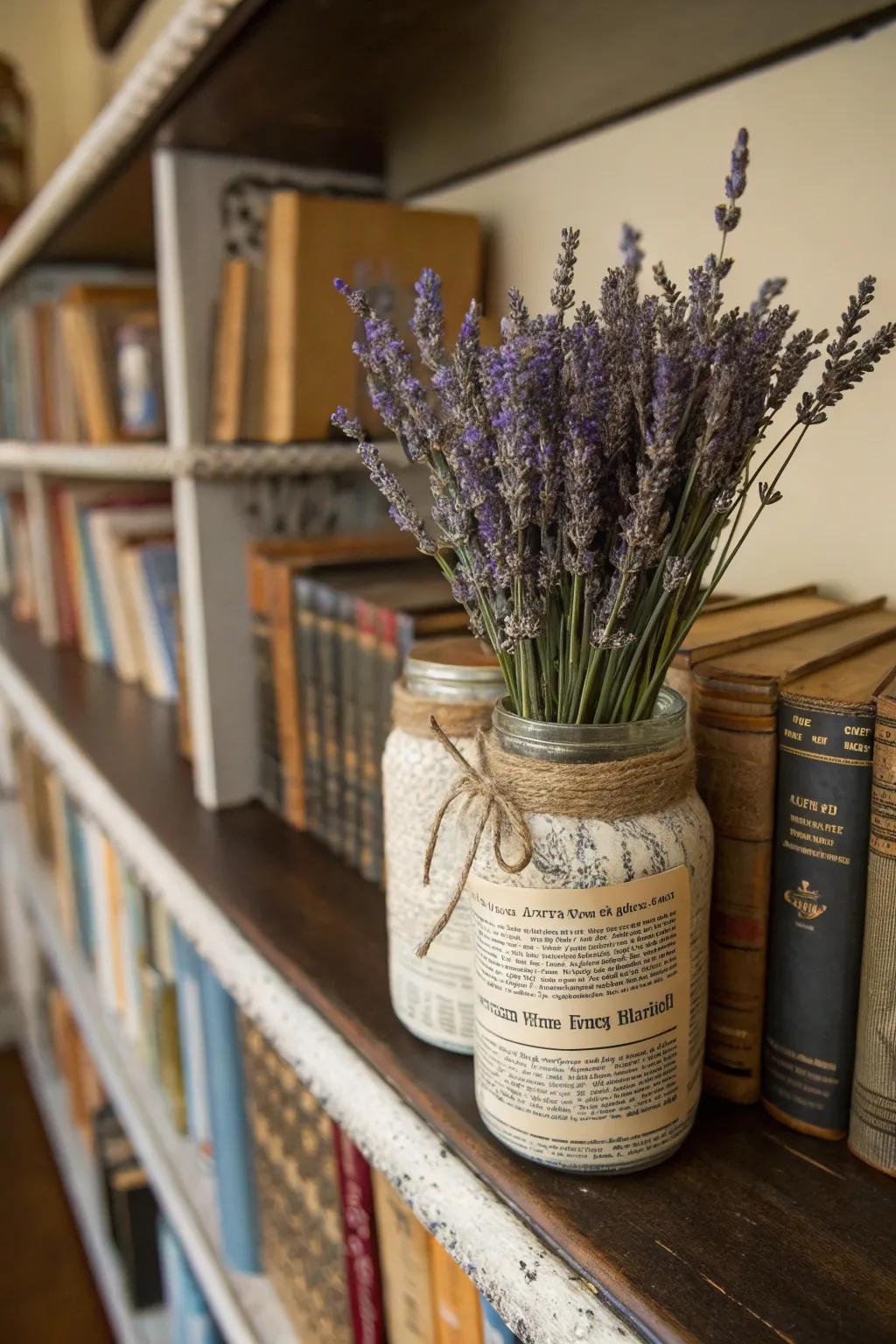Literary charm emanating from retrospective folio page repurposed jars.