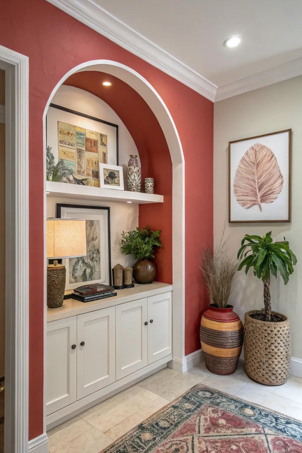 Make an impression with a bold hue in your alcove.