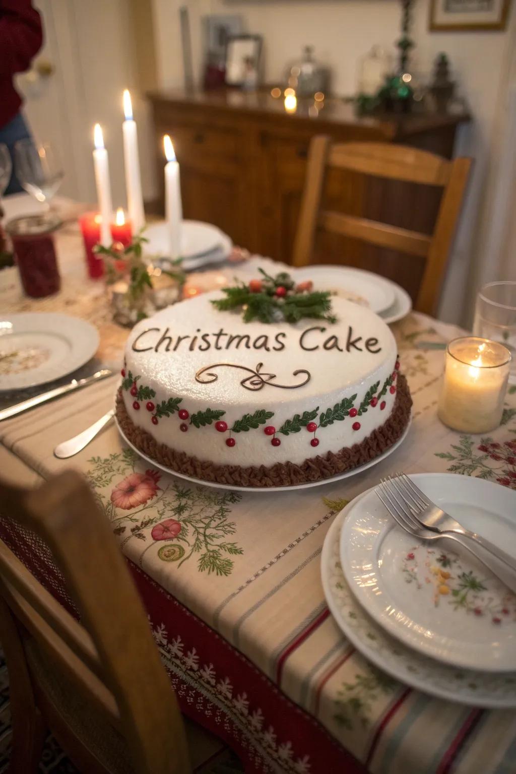 Christmas cake with personalized messages