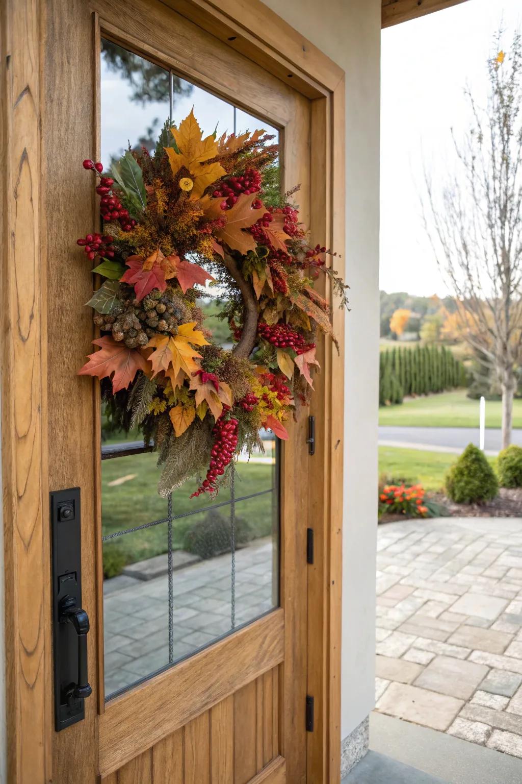 Seasonal festoon welcoming visitors at the front door.