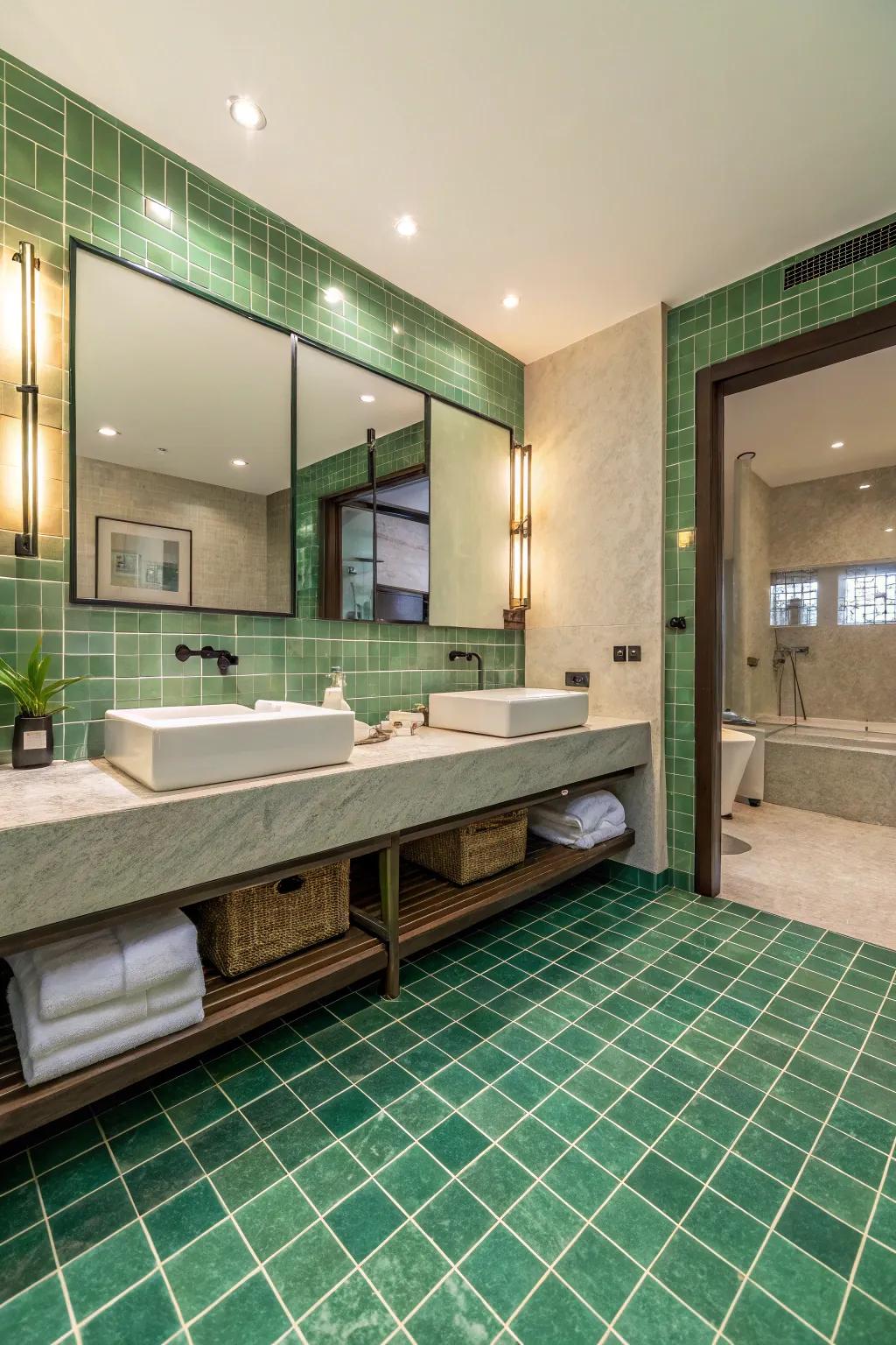 A revitalizing foundation with verdant ground tiles.