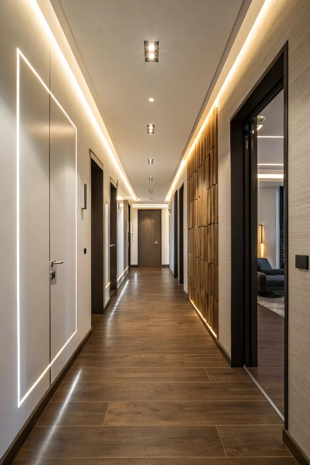 LED bulbs offer green and stylish hallway lights.
