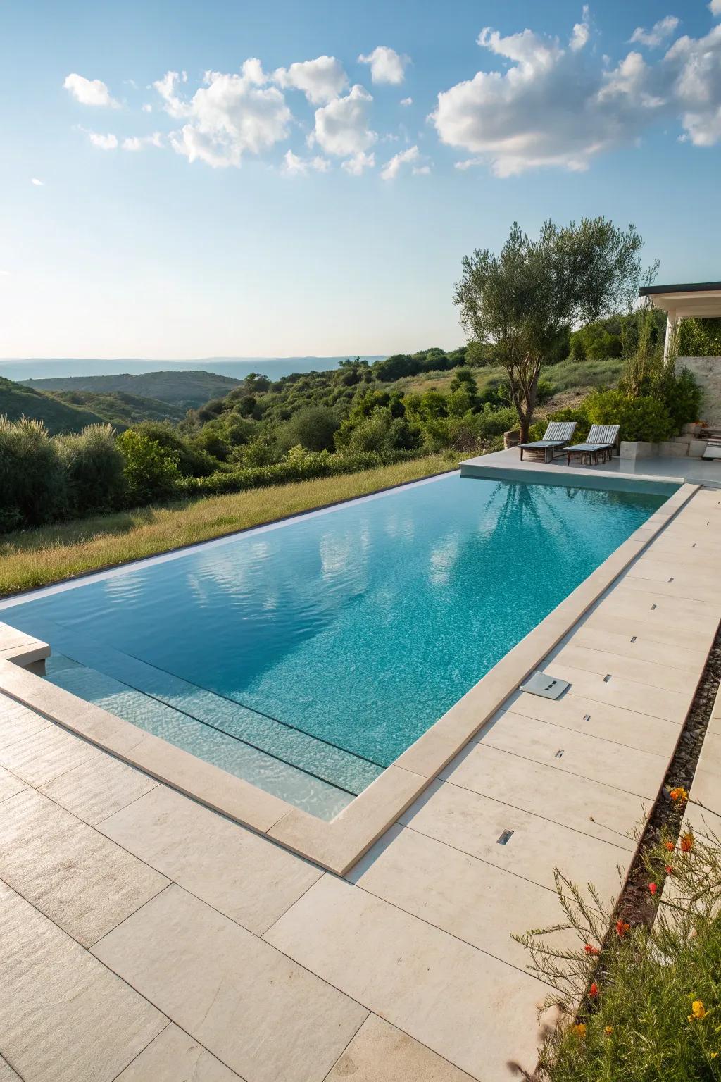 A sunbathing terrace consolidates sunbathing with water lounging.