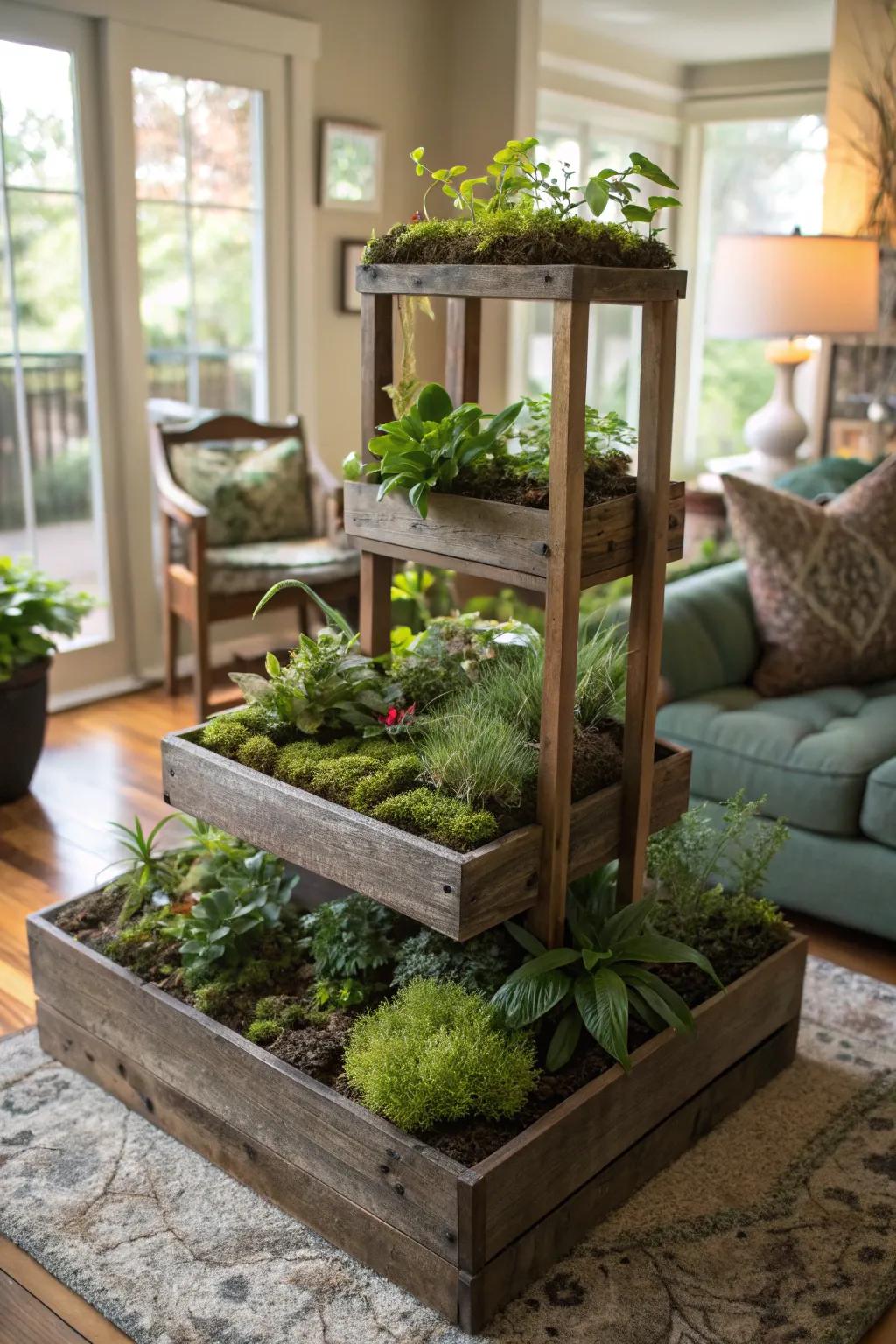 A leveled vegetation garden that incorporates profundity and dimensionality.