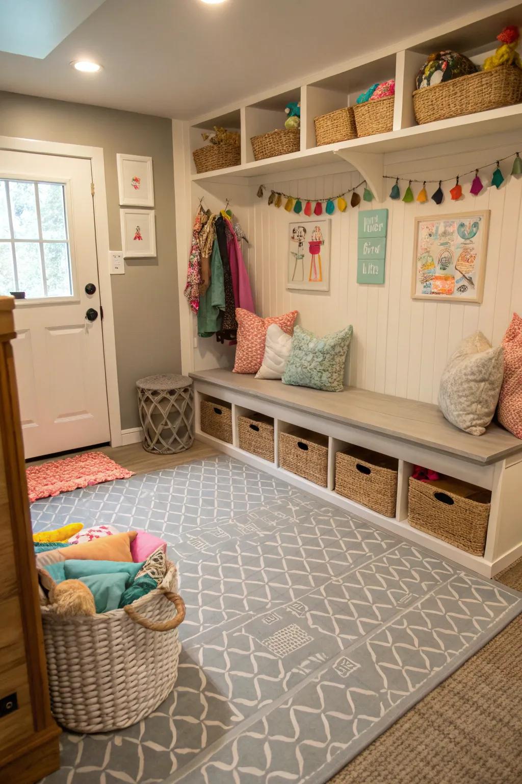 Cushioned squares afford ease and simplicity within a adaptable, child-friendly design.