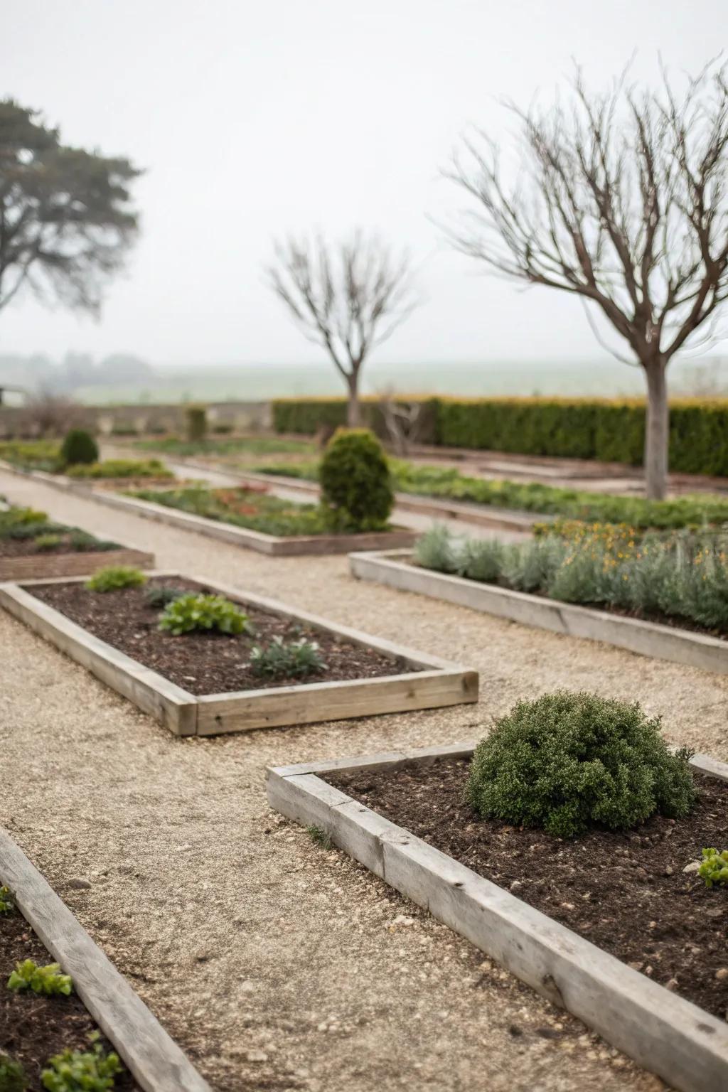 Minimalist mulch borders manifest subdued elegance.