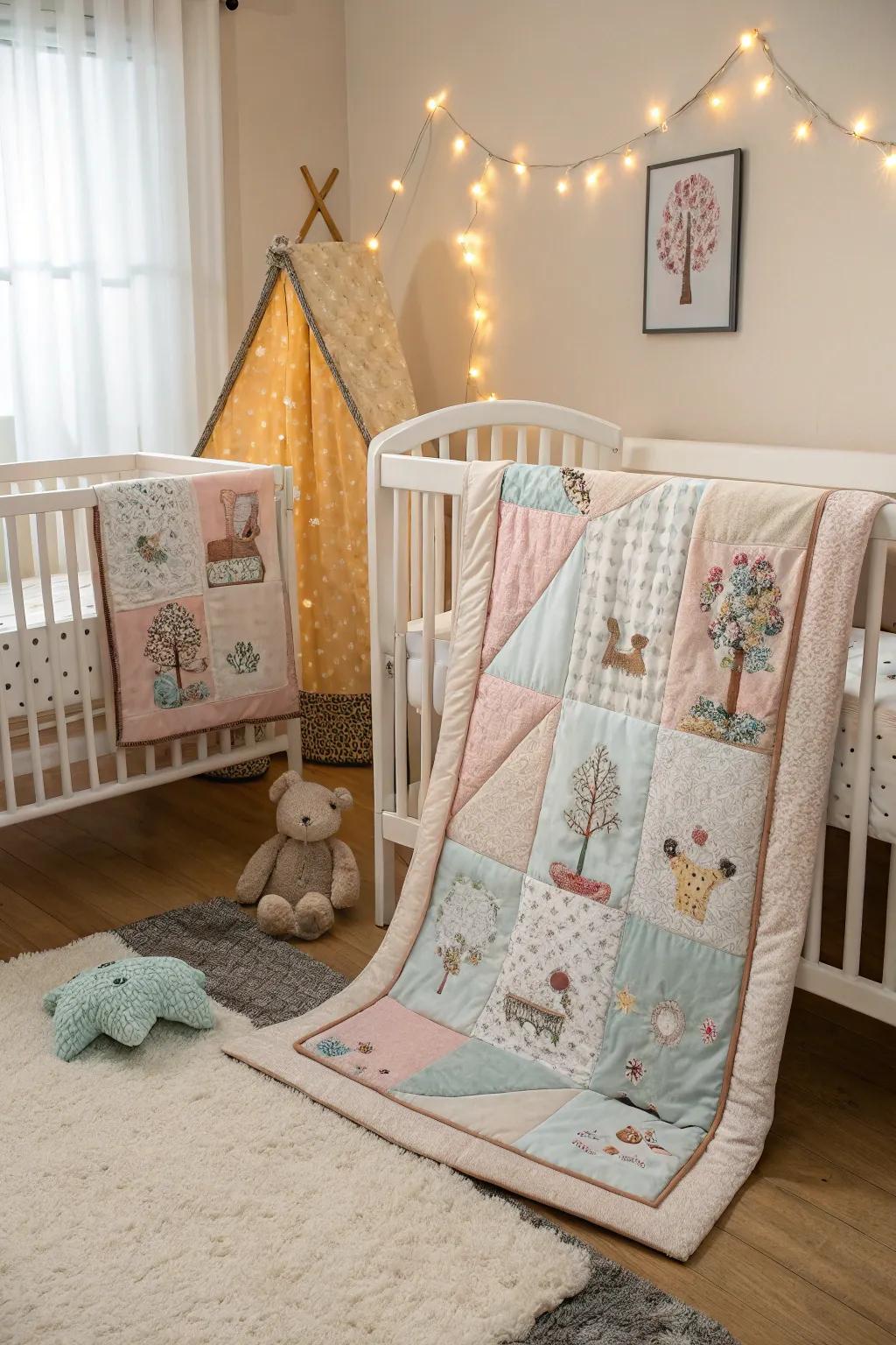 Tapestries provide comfort and a personal touch to twin nurseries.