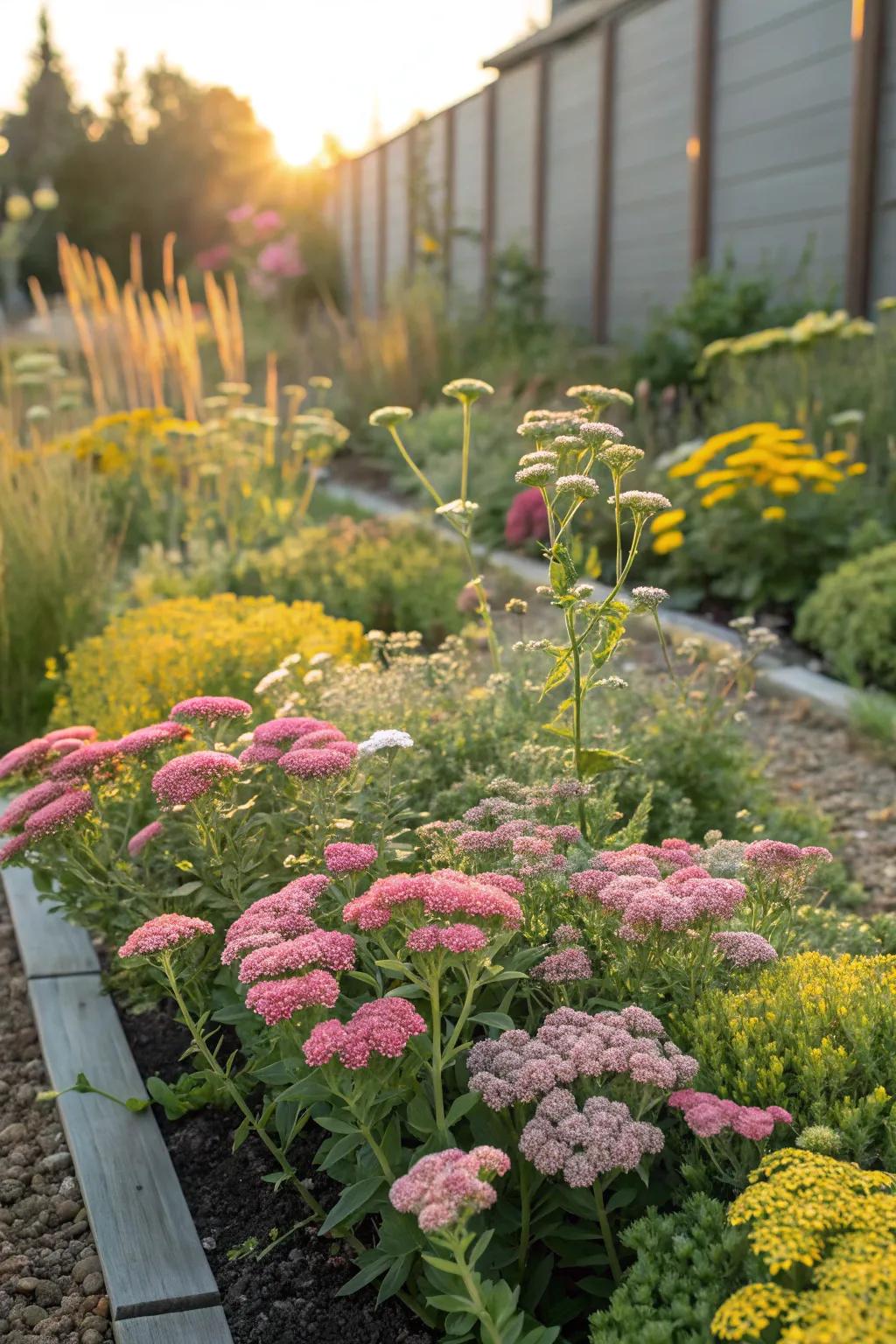 Bright and colorful independent perennials in full bloom.