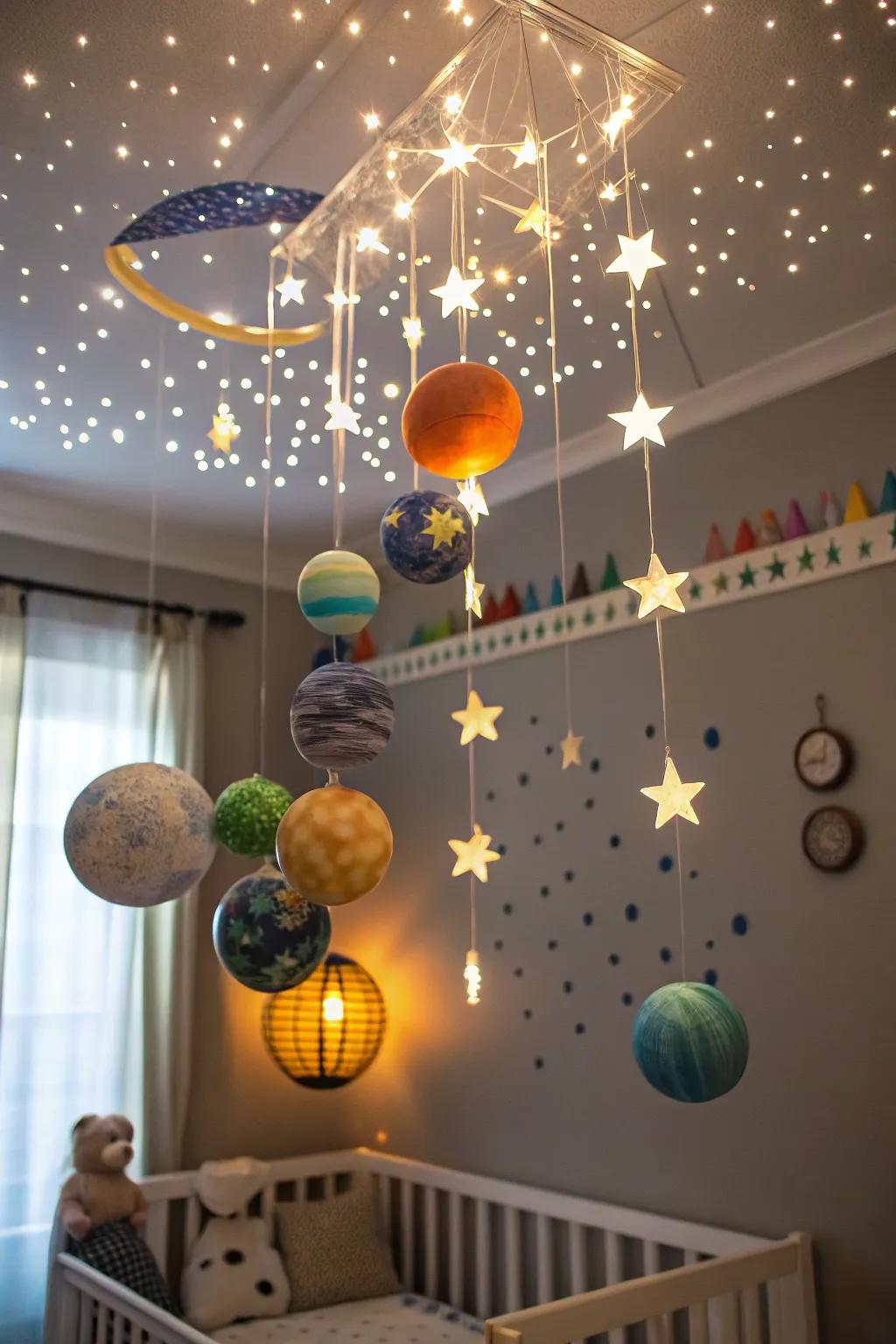 A cosmic explorer nursery that ignites a sense of adventure and discovery.