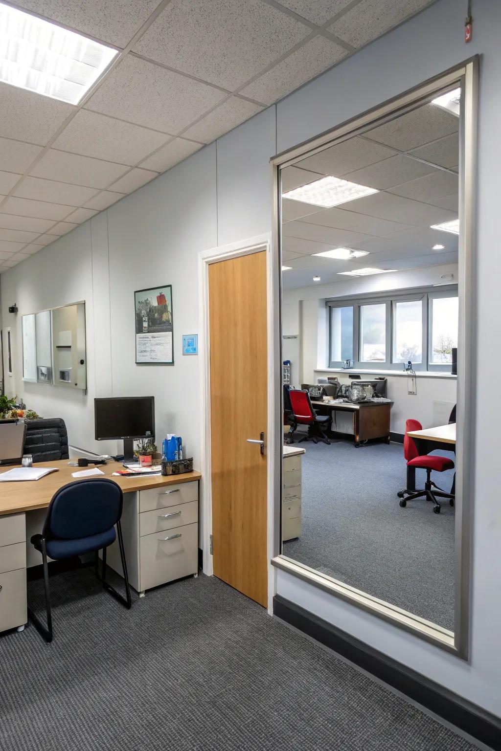 Utilize mirrors to create the illusion of a more expansive workspace.