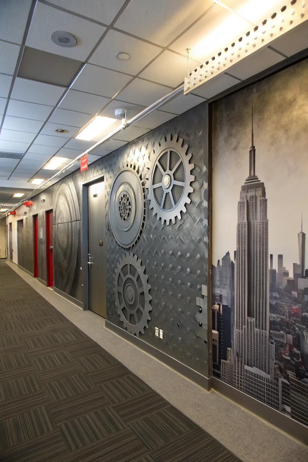 Realize a cutting-edge design through industrial-style decorative coverings.