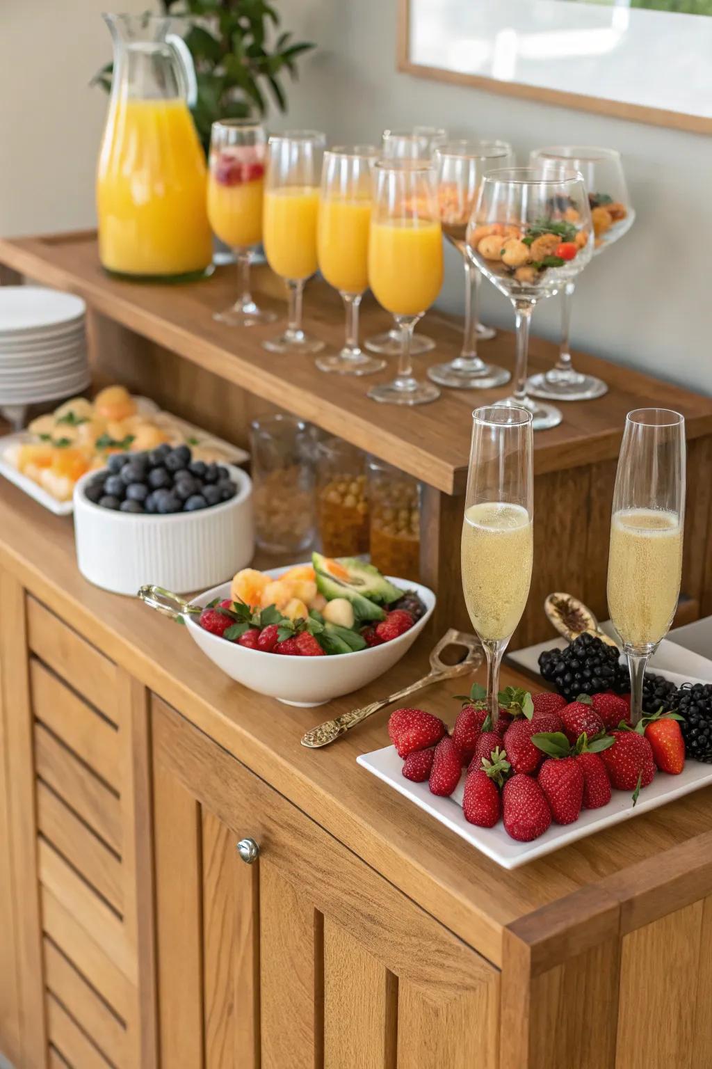 A mimosa bar offers a touch of elegance and personalization.