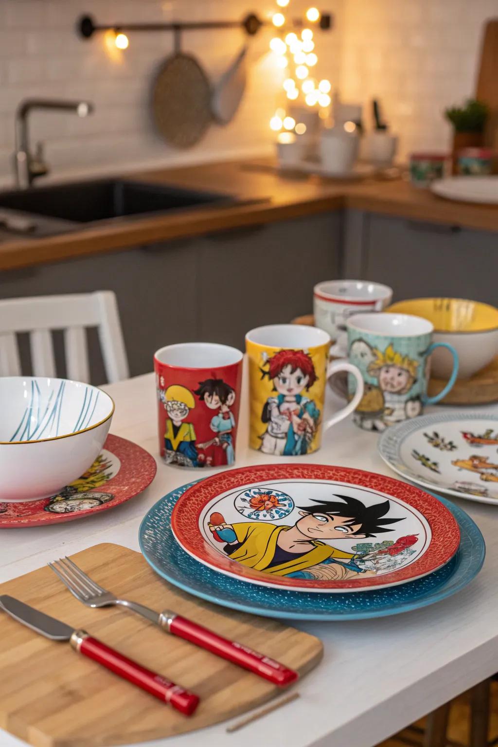 Convey anime charm to your feasting venture through themed dishware.
