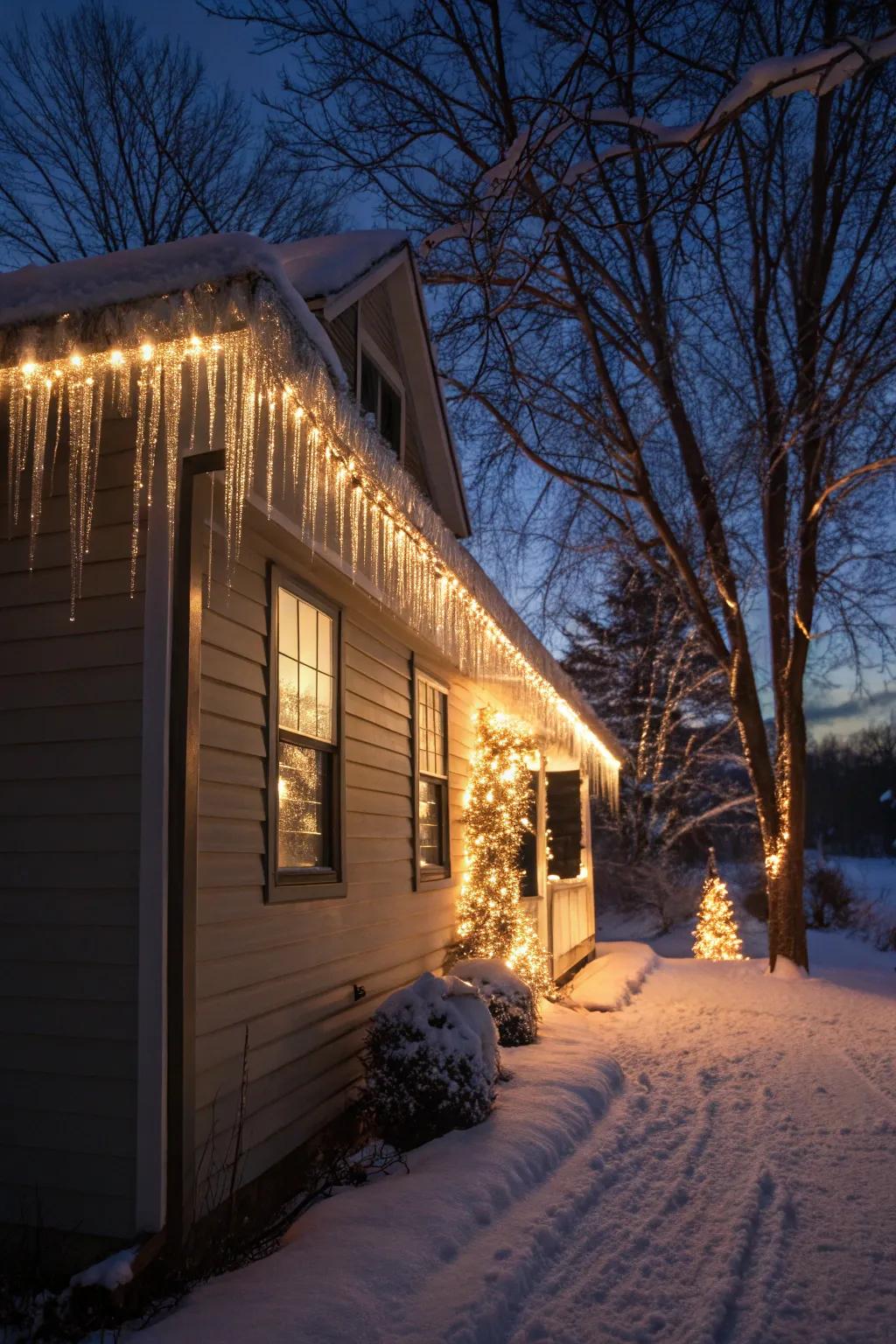 Realize a traditional visual through crystalline spike lights alongside your eaves.