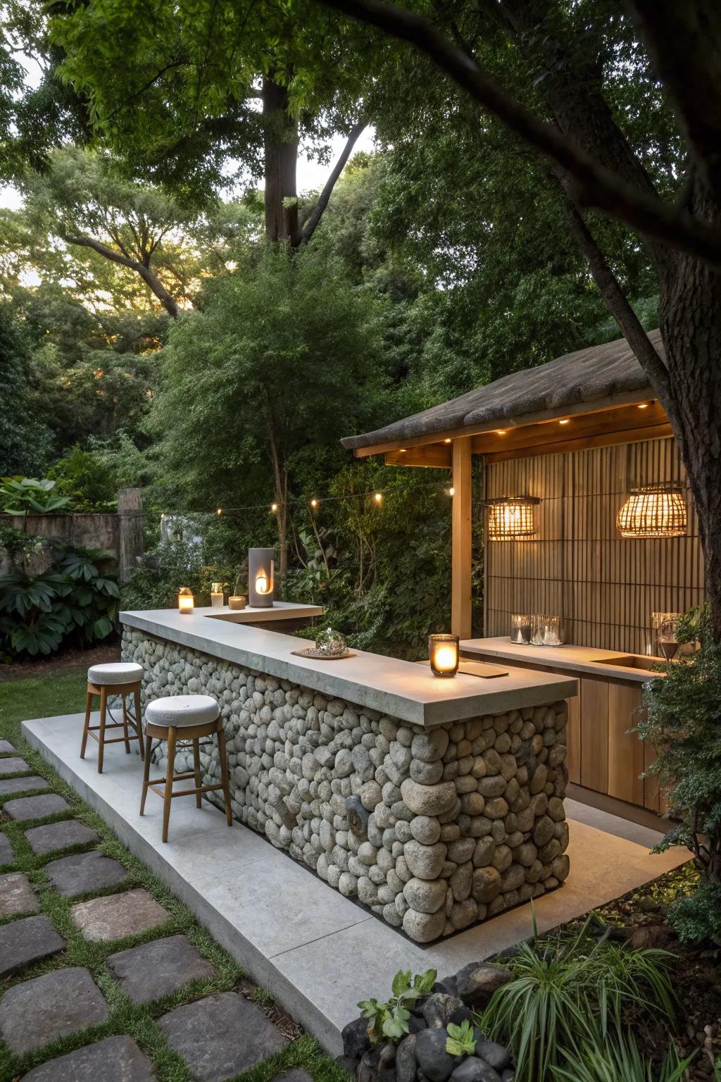 A minimalist zen stone bar that promotes peaceful relaxation.