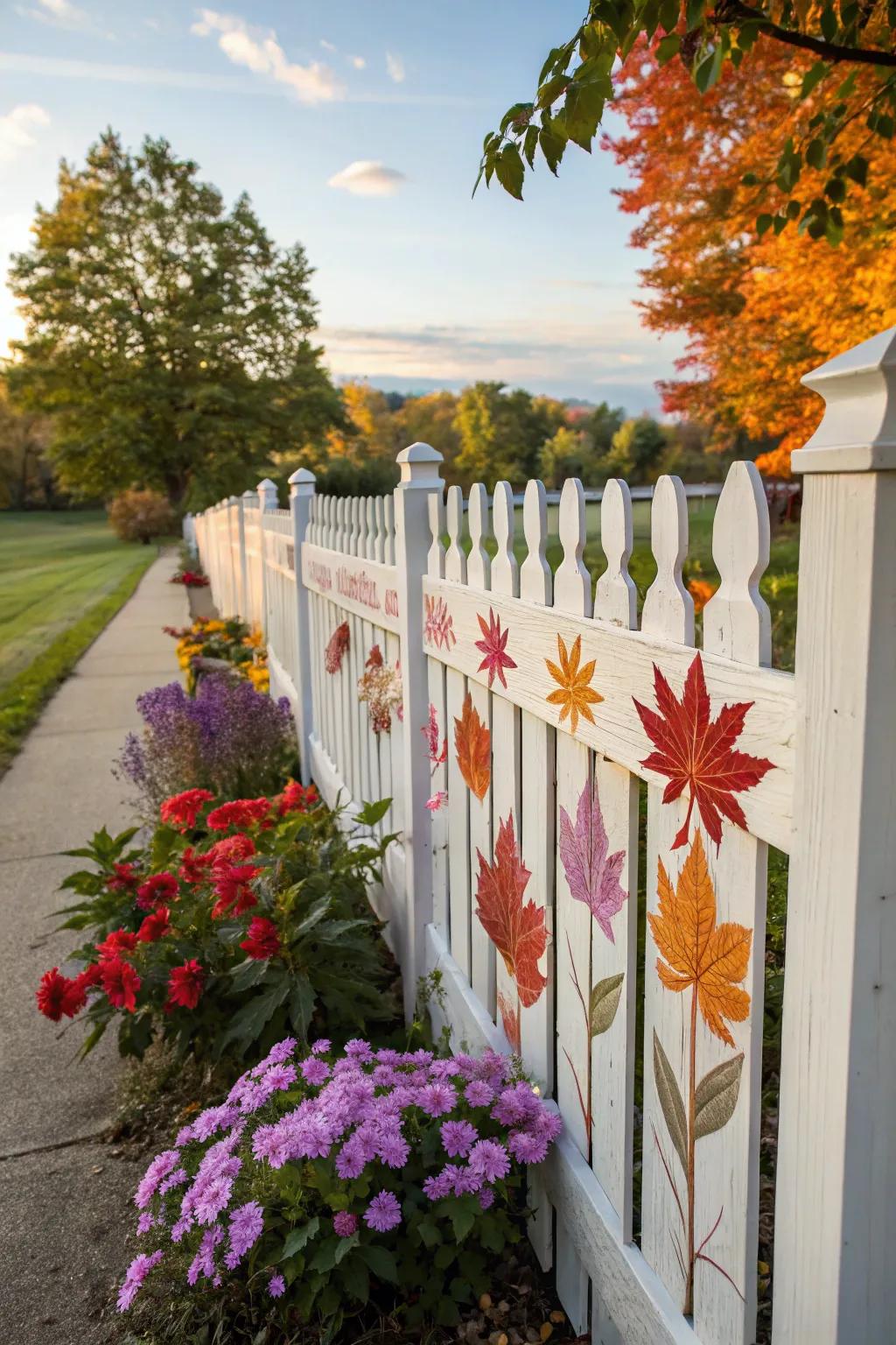 A picket fence honoring the magnificence of the seasons.