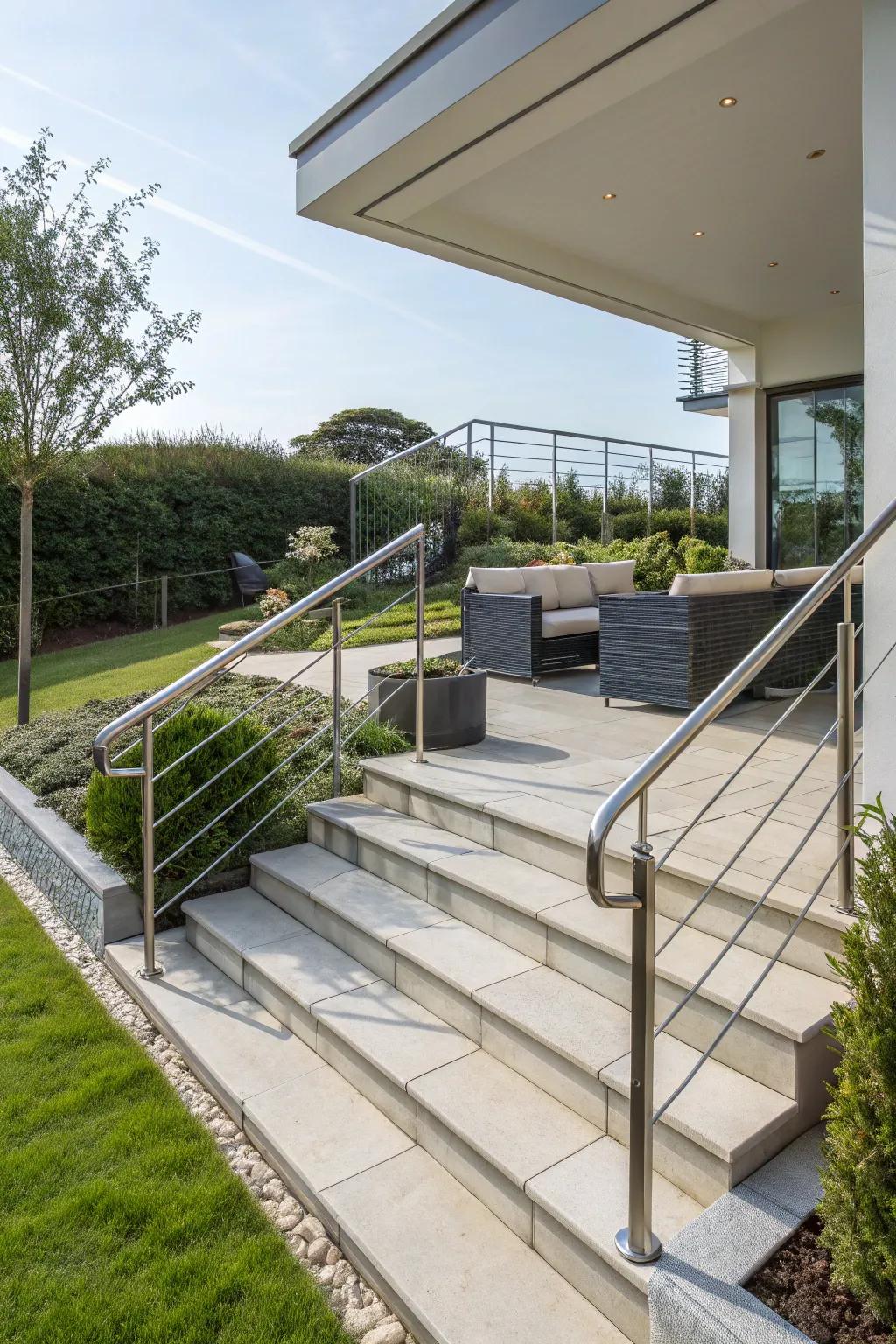 Elegant railings add both safety and style.