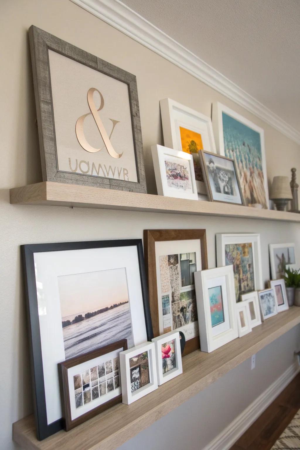 Integrate artistic imagery and linguistic elements for a contemporary and impactful ledge.