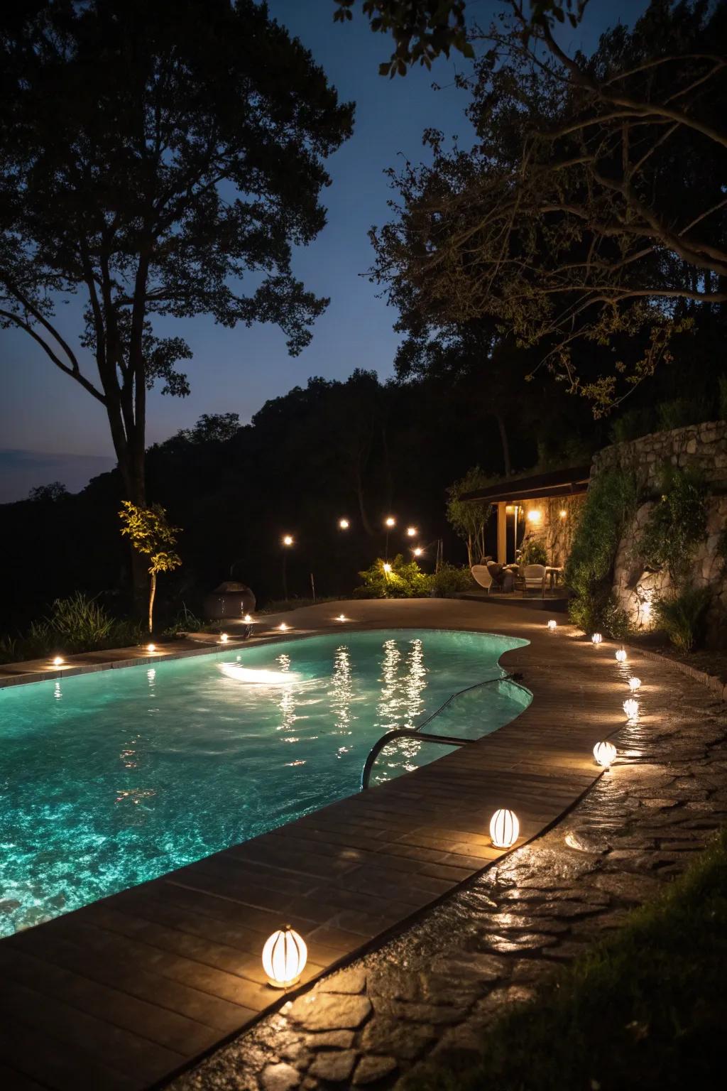 Enchant your pool with submerged deck illumination.