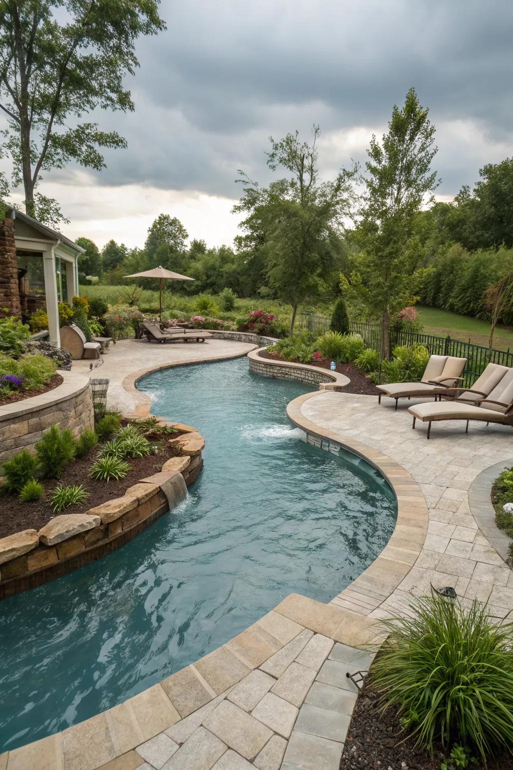Slow currents add a whimsical and relaxing touch to any pool design.