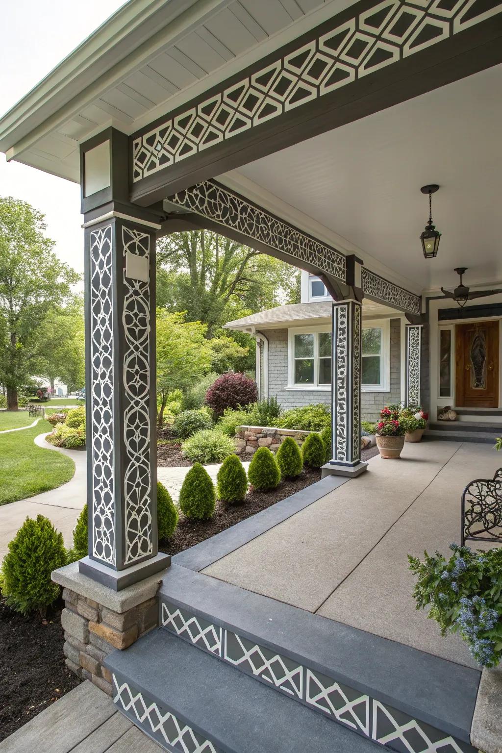 Geometric designs bring a contemporary revolution to porches.