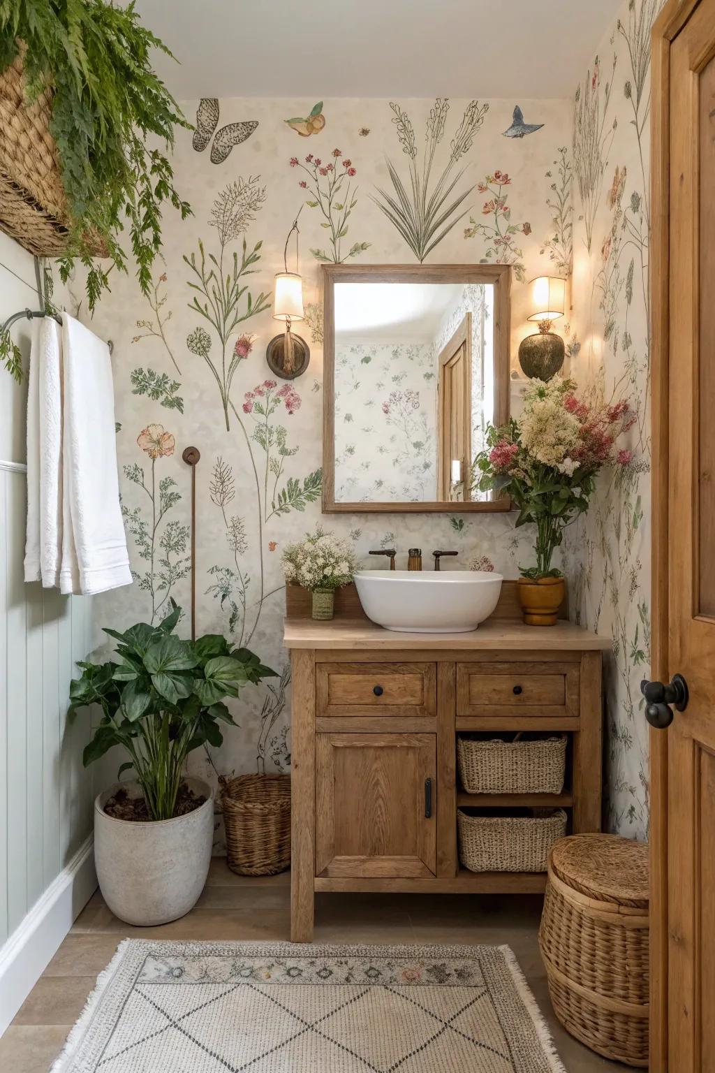 Botanical prints contribute rich beauty and vibrancy to your guest bathroom.