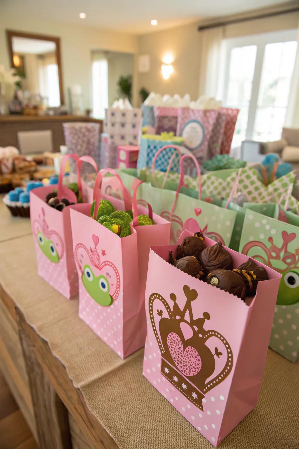 Themed favor pouches ensure attendees depart with magical memories.
