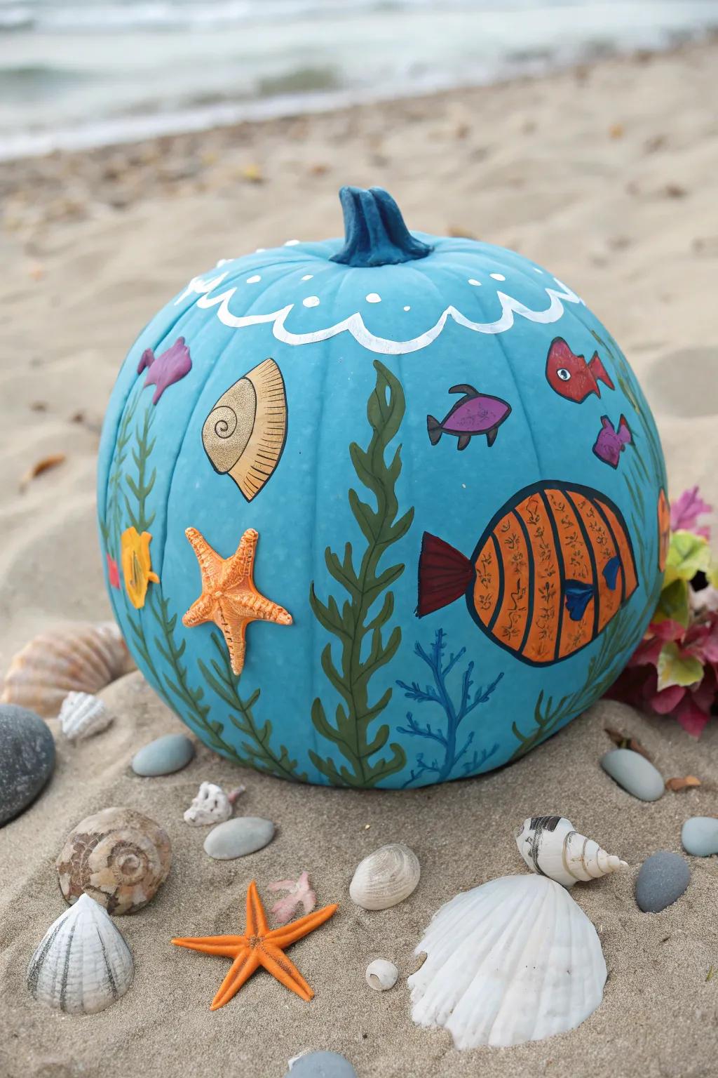 Dive into ingenuity with subaqueous themed pumpkins.