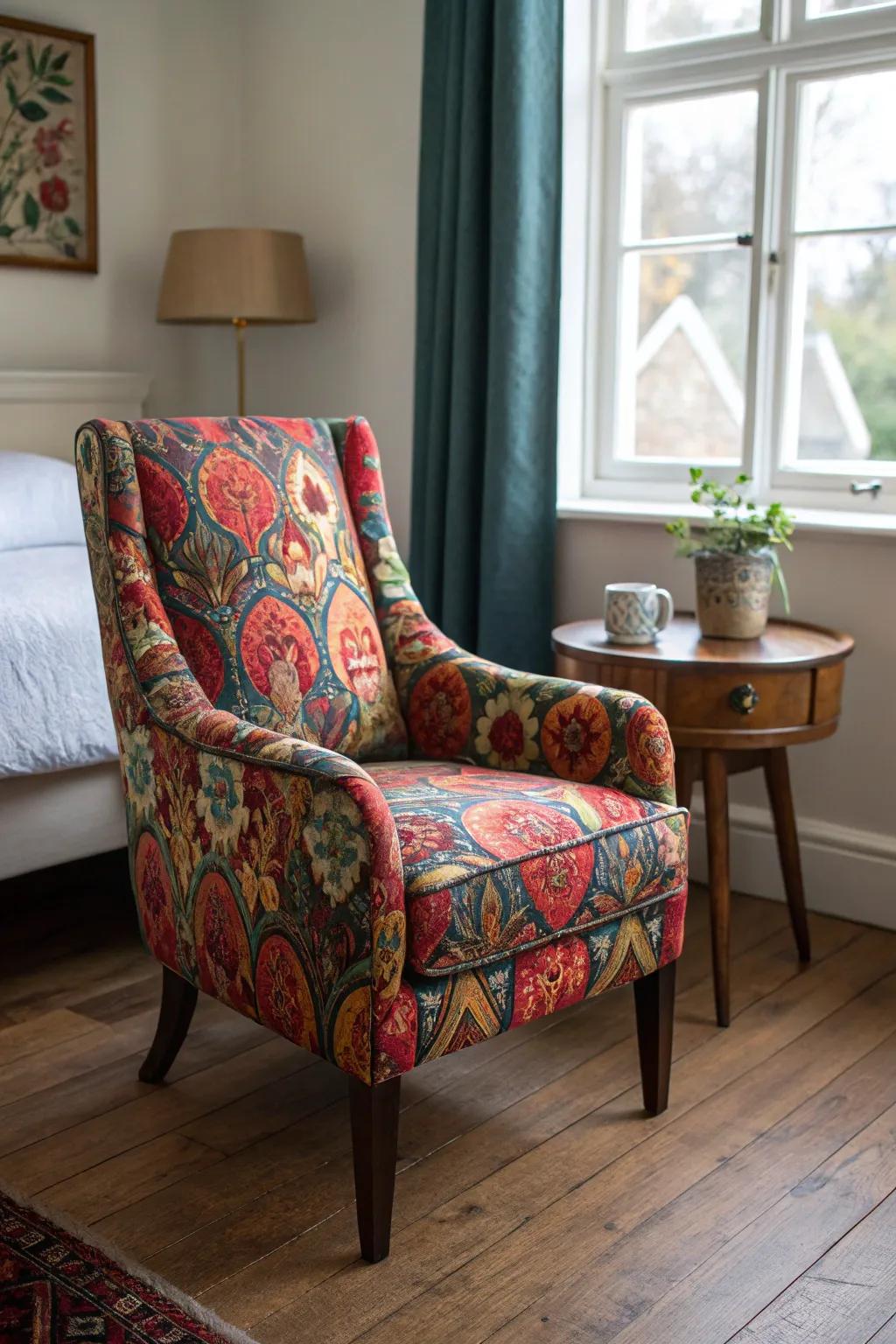 Striking lounge chair as a fashionable focal point.