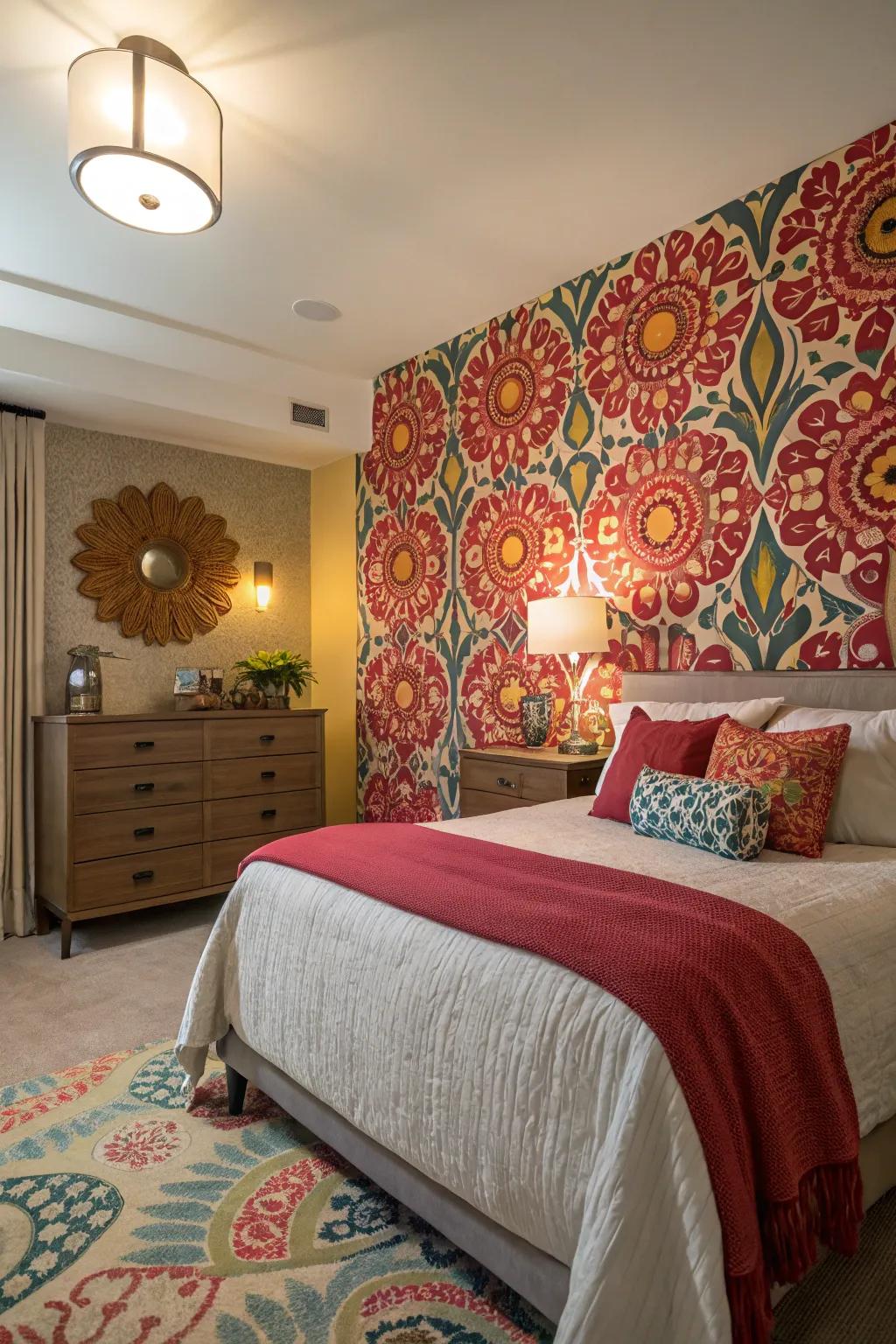 Bold wallpapers brighten any bedroom setting.