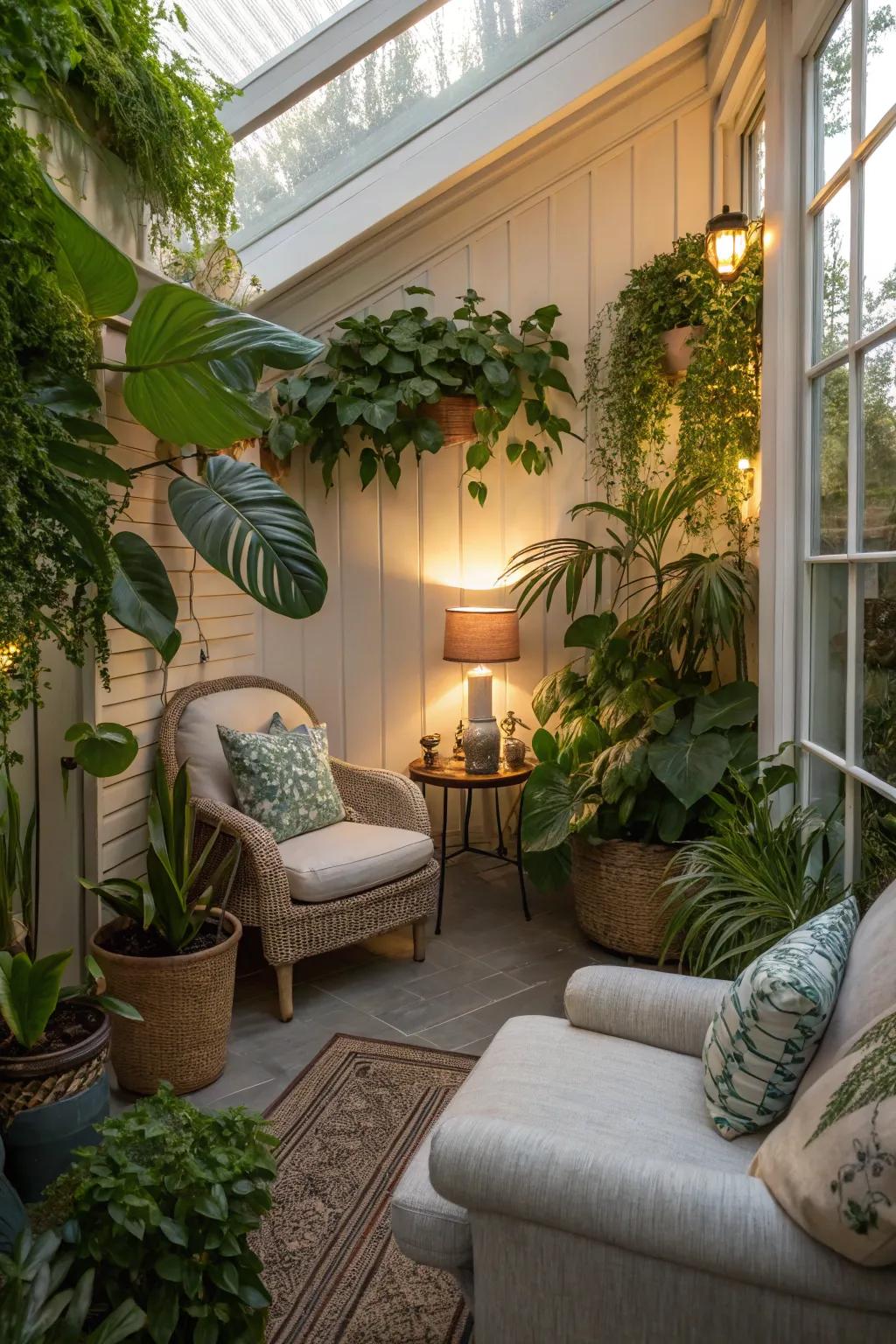 The incorporation of a garden room delivers a tranquil bond with nature.