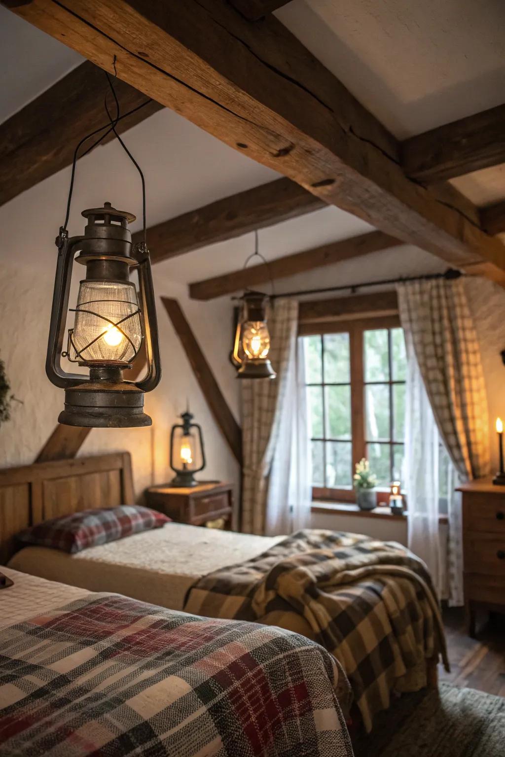Suspended lights inject quaint charm and ambient light.