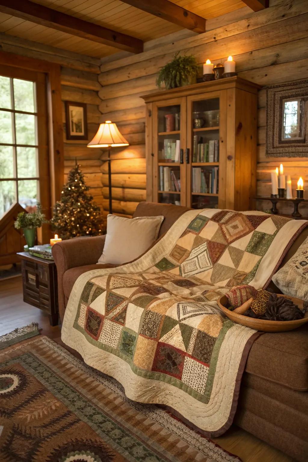 Handmade bedspreads infuse a personal and snug element into rustic rooms.