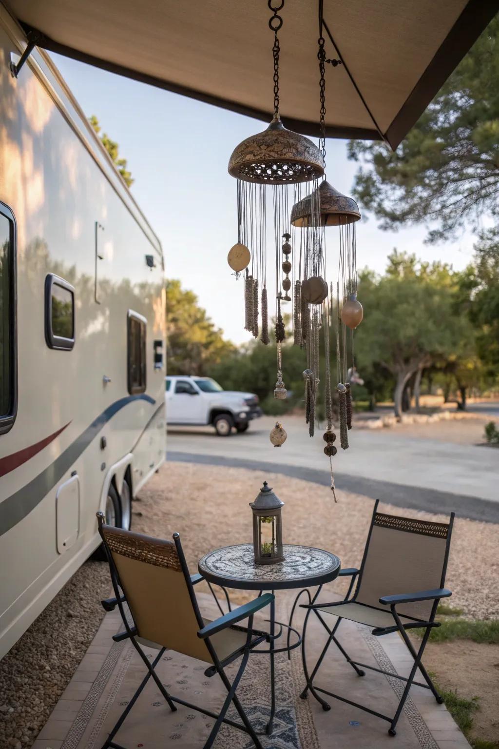 Wind chimes add a musical element to your outdoor space.
