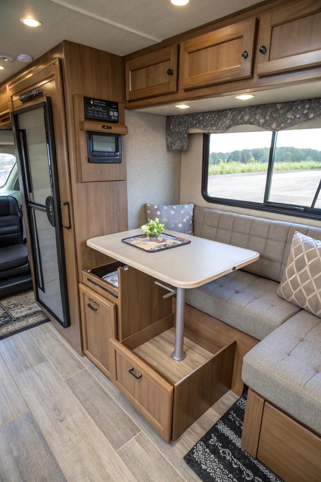 Concealed surfaces astutely optimize area within your RV.