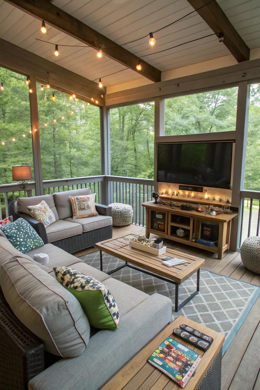 An entertainment nexus perfect for outdoor cinematic nights.