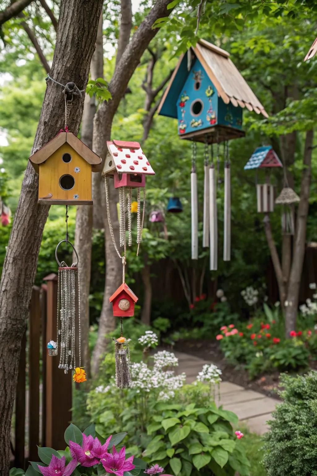 Incorporate charm through playful garden embellishments.