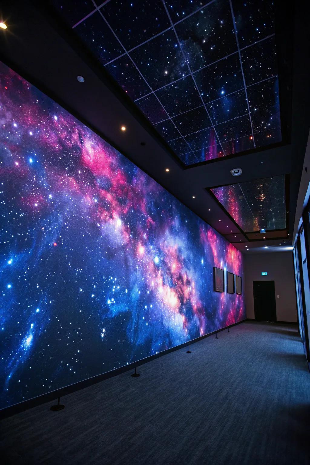 A celestial-themed wall transports your selfies to the stars.