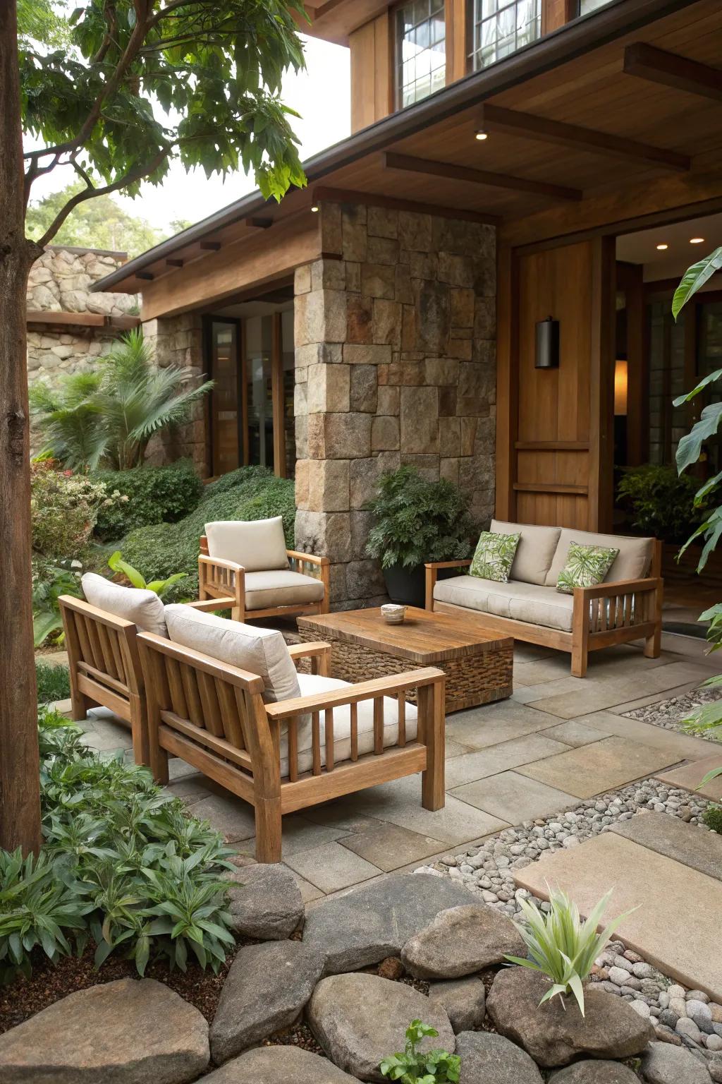Natural elements connecting the space with nature.