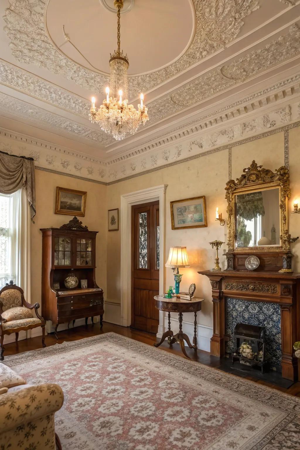Elaborate skirting boards channel Victorian grandeur in period homes.