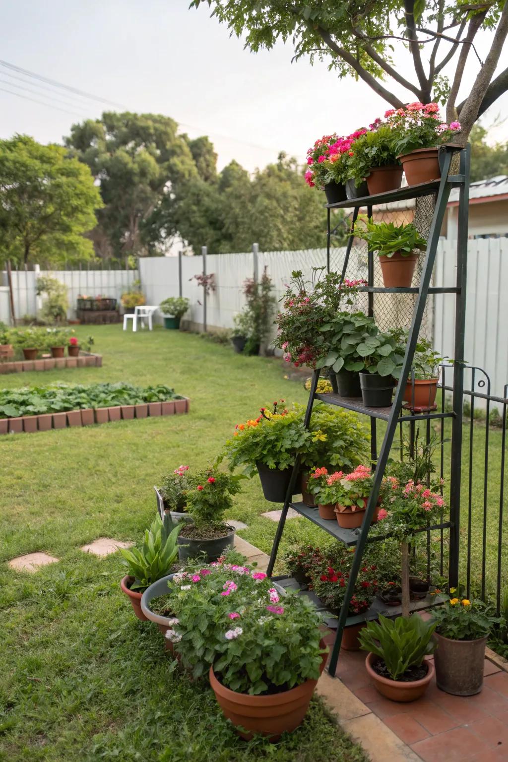 Staging permits more flora in a compact area, amplifying the garden's richness.
