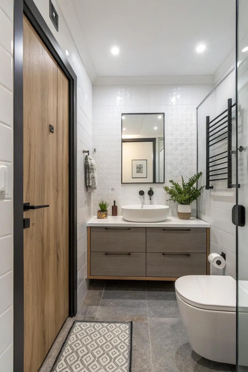 Aligned doors uphold a clean, streamlined semblance.