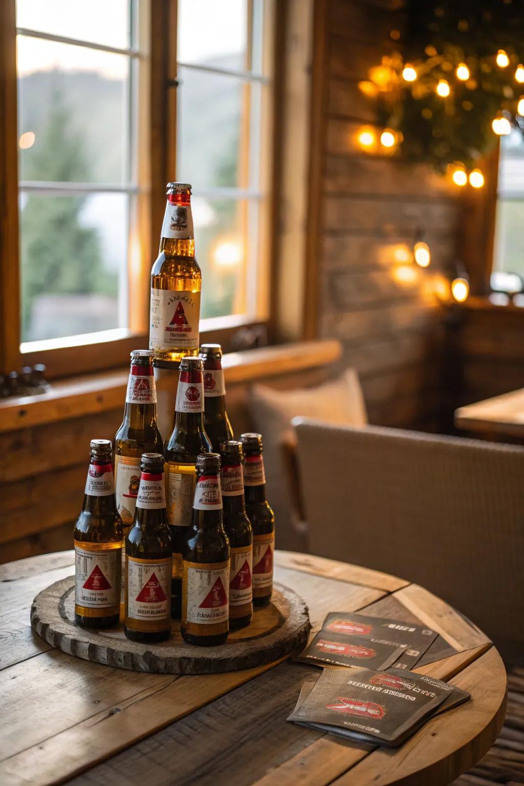 Pyramidal-stacked ale presentation fostering visual interest.