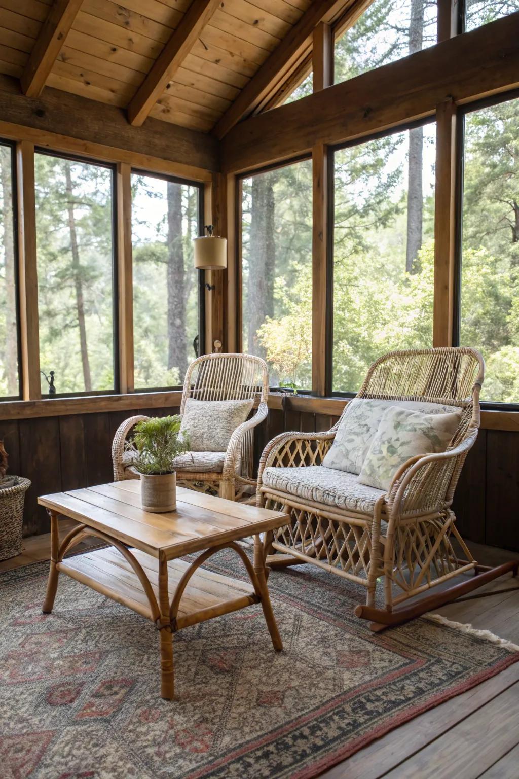 Cabin furnished with see-through furniture to enhance openness.